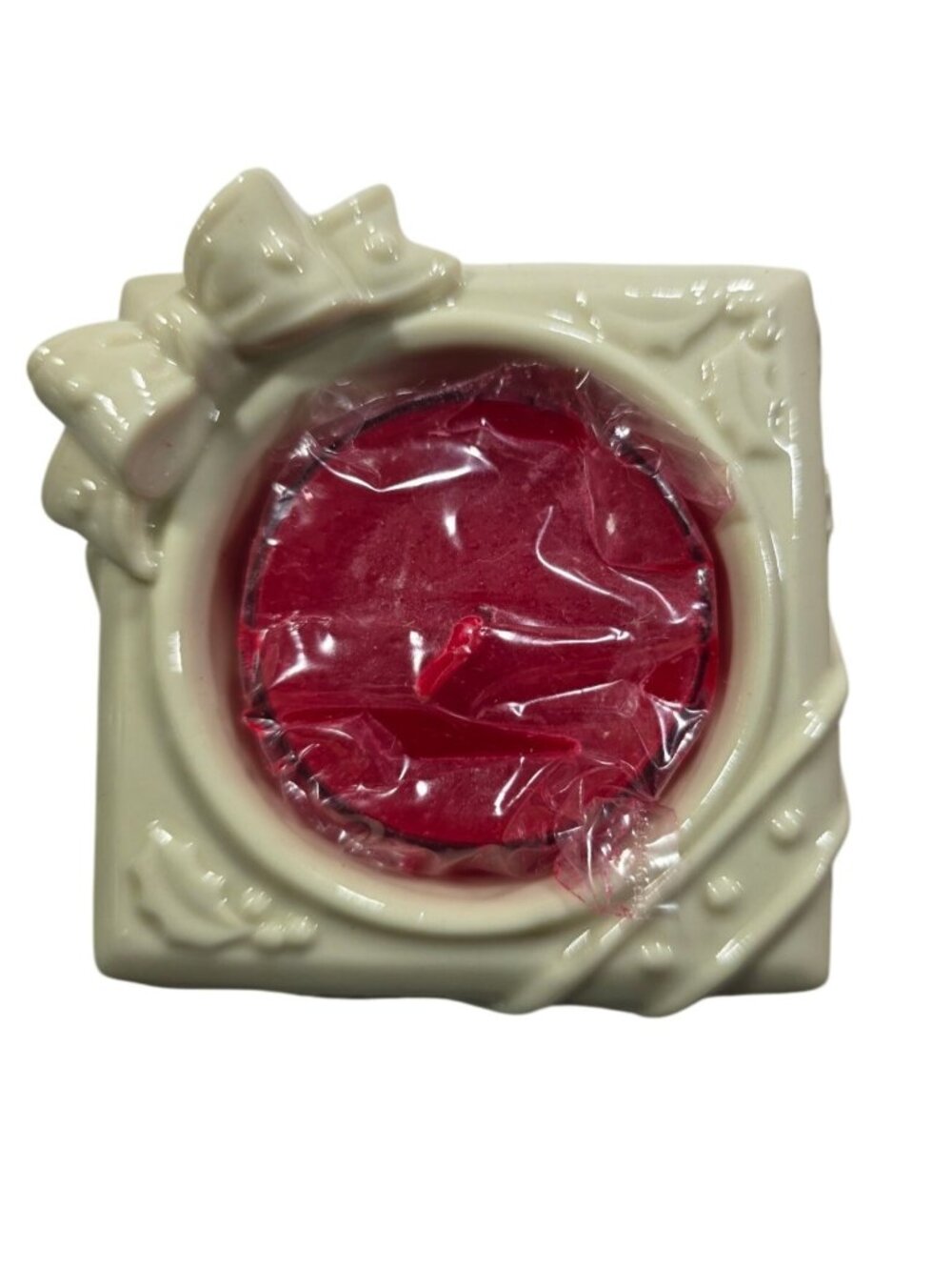 Lenox candle holder Holiday Ivory Porcelain Bow Holly present christmas gift